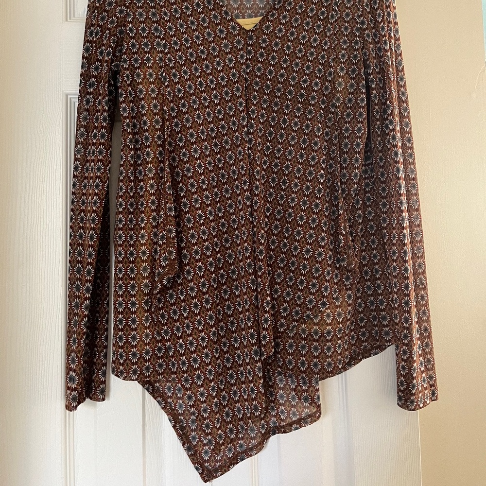 Skye's the Limit Semi-sheer Blouse and Camisole, Asymmetrical Hem, Medium